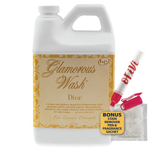 Tyler DIVA Glamorous Wash Laundry Detergent 12 Gallon With Olivi Stain Remover Pen Fresh Scented Sachet Laundry Detergent For Washing Clothes Linen Lingerie Expensive Fabric Sheets